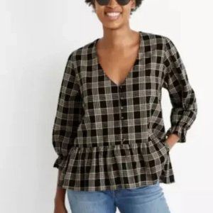 Madewell Plaid Long Sleeve Blouse